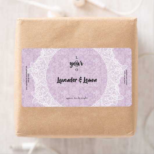 Pink Damask and Lace Soap Bar ラベル (インサイチュ)