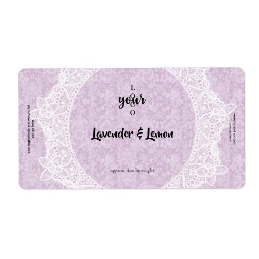 Pink Damask and Lace Soap Bar ラベル (正面)