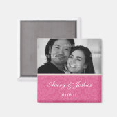 Pink Damask Save the Date Photo Magnet マグネット (正面/裏面)
