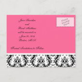 Pink Damask Save the Date Postcards 結婚's 案内ポストカード (裏面)
