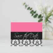 Pink Damask Save the Date Postcards 結婚's 案内ポストカード (スタンド正面)