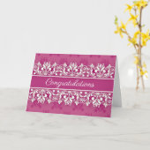 Pink Damask swirl Congratulations Card カード (黄色い花)