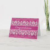 Pink Damask swirl Congratulations Card カード (正面)