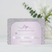 Pink Damask Wedding Thank You Photo Card 出欠カード (スタンド正面)