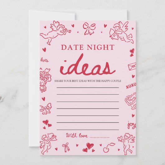 Pink Date Night Ideas Bridal Shower Game  招待状 (正面)