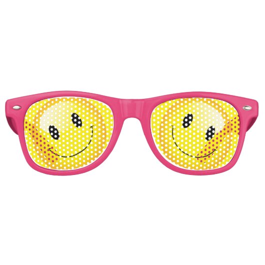 Pink Decora Kei Kawaii Smiling Emoji レトロサングラス (正面)