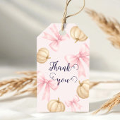 Pink delicate bow Pumpkin Baby Shower ギフトタグ
