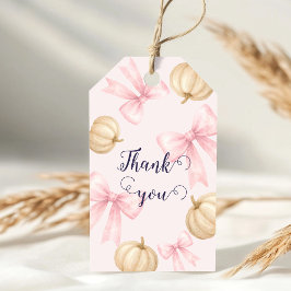 Pink delicate bow Pumpkin Baby Shower ギフトタグ
