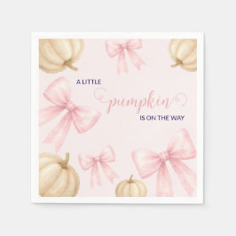 Pink delicate bow Pumpkin Baby Shower スタンダードカクテルナプキン