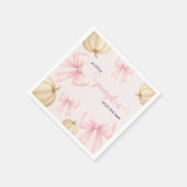 Pink delicate bow Pumpkin Baby Shower スタンダードカクテルナプキン (角)