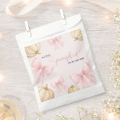 Pink delicate bow Pumpkin Baby Shower フェイバーバッグ (クリップ留めされた状態)