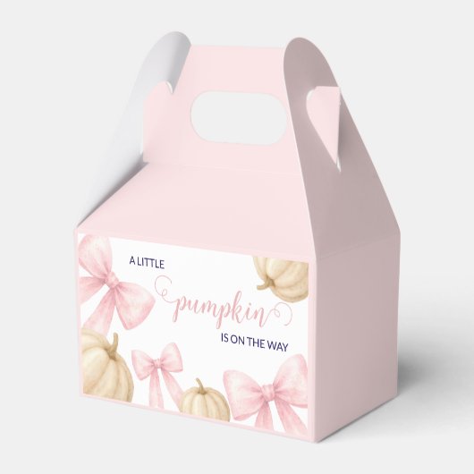 Pink delicate bow Pumpkin Baby Shower フェイバーボックス (正面サイド)