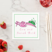 Pink Derby Hat & Heels / Personalized Script Names スタンダードカクテルナプキン (インサイチュ)