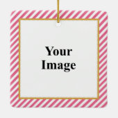 Pink Diagonal Stripe Photo Frame セラミックオーナメント (裏面)