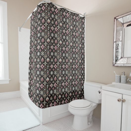 Pink Diamonds Mid Century Modern Shower Curtain シャワーカーテン (インサイチュ)