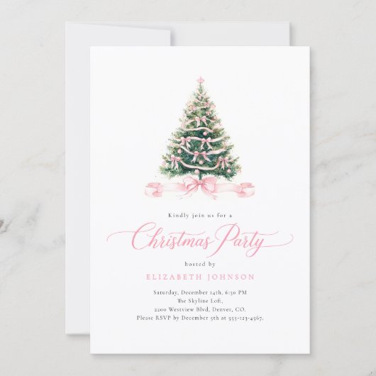 Pink Dinner Christmas Party 招待状 (正面)