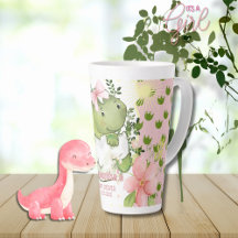 Pink Dino Footprint Custom Mug Gift for Mom-to-Be