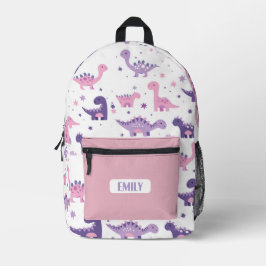 Pink Dino Kids Backpack - Custom Name プリントバックパック