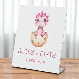 Pink Dinosaur Books and Gifts Baby Shower Sign 台座サイン