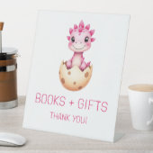 Pink Dinosaur Books and Gifts Baby Shower Sign 台座サイン (インサイチュ)