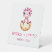 Pink Dinosaur Books and Gifts Baby Shower Sign 台座サイン (正面)