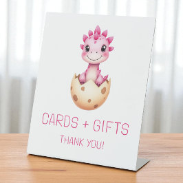 Pink Dinosaur Cards and Gifts Baby Shower Sign 台座サイン
