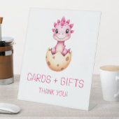 Pink Dinosaur Cards and Gifts Baby Shower Sign 台座サイン (インサイチュ)