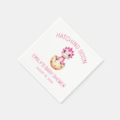 Pink Dinosaur Watercolor Hatching Soon Baby Shower スタンダードカクテルナプキン (角)