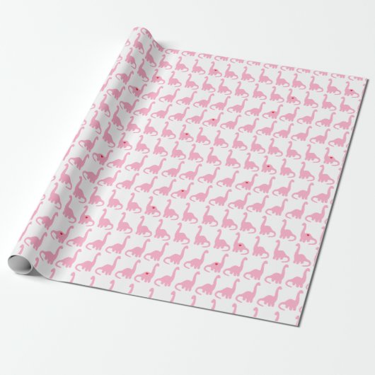 Pink Dinosaur Wrapping Paper ラッピングペーパー (アンロールド)