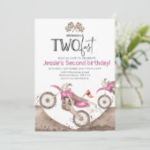 Pink Dirt Bike 2nd birthday - Growing up two fast 招待状 (スタンド正面)