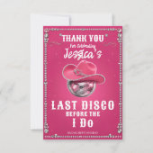Pink Disco Ball Bachelorette Party  サンキューカード (正面)
