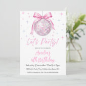 Pink Disco Ball Birthday Invitation, Pink Coquette 招待状 (スタンド正面)