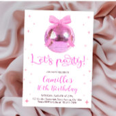 Pink Disco Ball | pink bow Birthday 招待状