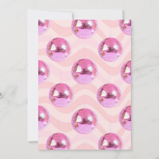 Pink Disco Ball | pink bow Birthday 招待状 (裏面)