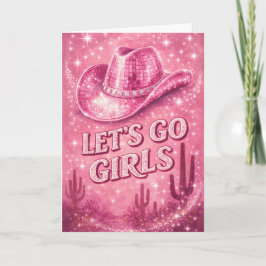 Pink Disco Cowgirl Hat Birthday Card for Her カード