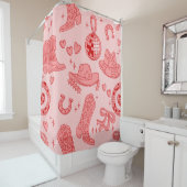 pink disco cowgirl hat country rodeo western retro シャワーカーテン (インサイチュ)