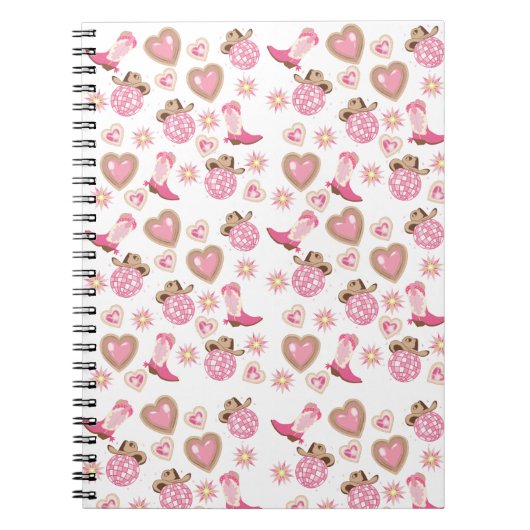 Pink Disco Cowgirl Spiral Notebook ノートブック (正面)