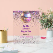 Pink Disco Trendy In My Double Digits Era Birthday アクリルサイン (ウェディング)