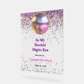 Pink Disco Trendy In My Double Digits Era Birthday アクリルサイン (傾斜)