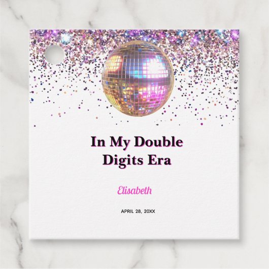 Pink Disco Trendy In My Double Digits Era Birthday フェイバータグ (正面)