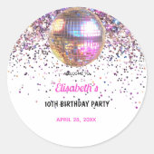 Pink Disco Trendy In My Double Digits Era Birthday ラウンドシール (正面)
