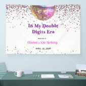 Pink Disco Trendy In My Double Digits Era Birthday 横断幕 (トレードショー)