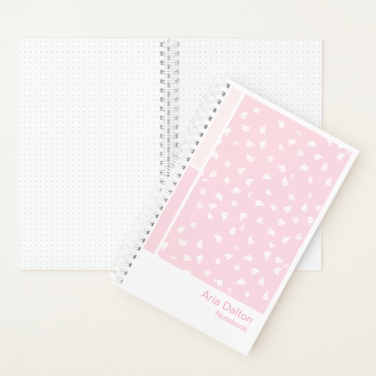 Pink Ditsy Floral Vertical Palette Notebook ノートブック (内側)