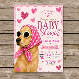 Pink Dog Baby Cute Girl Puppy 招待状
