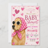 Pink Dog Baby Cute Girl Puppy 招待状 (正面)