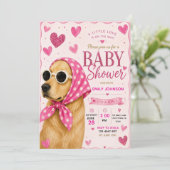 Pink Dog Baby Cute Girl Puppy 招待状 (スタンド正面)