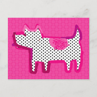 'pink dog' digital painting Postcard ポストカード