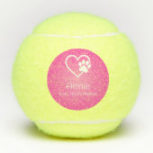 Pink Dog Name Tennis Ball 'toss, fetch, repeat' テニスボール (正面)