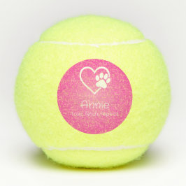 Pink Dog Name Tennis Ball 'toss, fetch, repeat' テニスボール