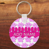 Pink Dog Paw Print Custom Personalized Name キーホルダー (裏面)
